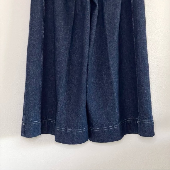 Tanya Taylor Jemma Pant High Waist Wide Leg Flare Denim Cropped Jean Indigo 2 - Picture 9 of 16